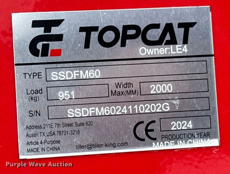 image for item DU9705 2024 TopCat SSDFM60 skid steer mulcher