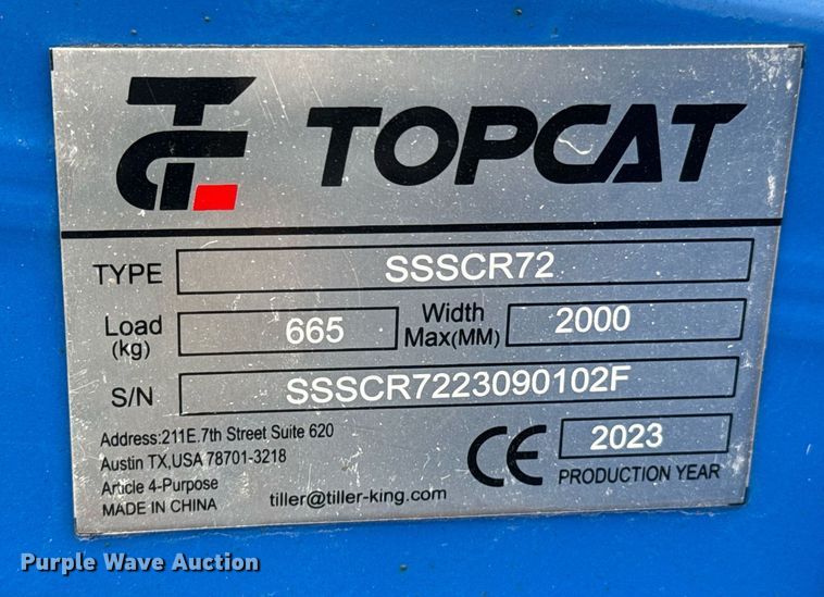 image for item DU9706 2023 TopCat SSSCR72 skid steer tiller