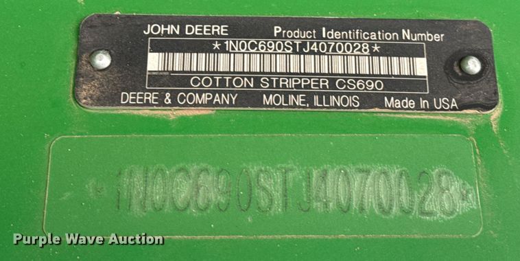 image for item ED5549 2018 John Deere CS690 RWA cotton stripper