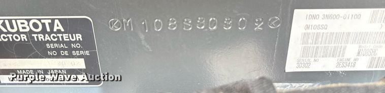 image for item EG2656 2014 Kubota M108S tractor