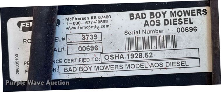 image for item EJ3547 2012 Bad Boy Z Pro ZTR lawn mower