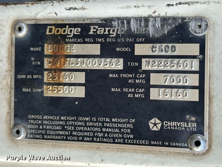 image for item EK0518 1973 Dodge C600 grain truck