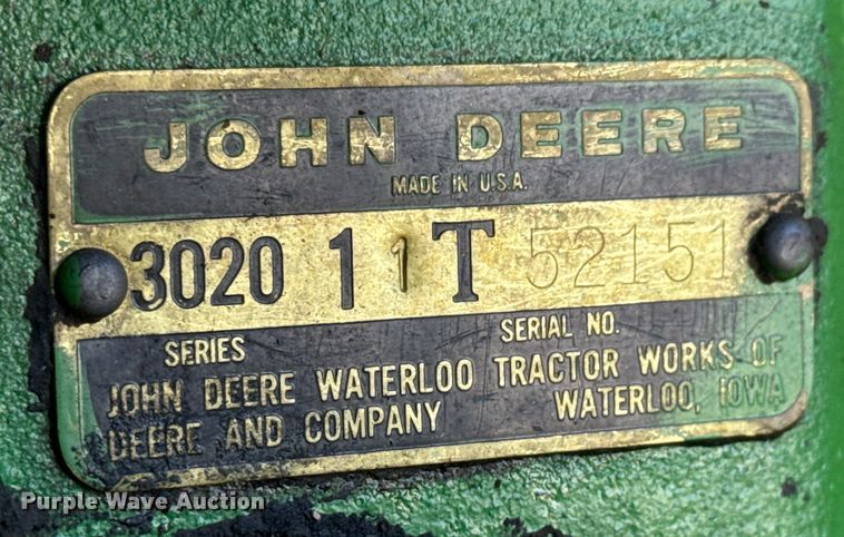 image for item EQ1207 1964 John Deere 3020 tractor