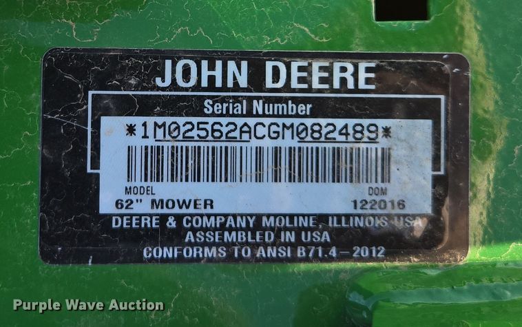 image for item EQ6858 John Deere 62D mower deck 