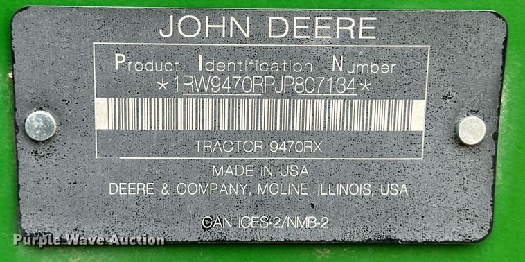image for item ER8815 2018 John Deere 9470 RX 4WD tractor