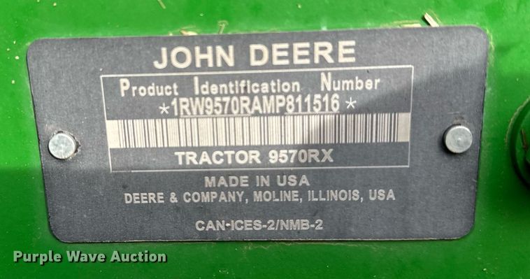 image for item ER8819 2021 John Deere 9570 RX 4WD tractor