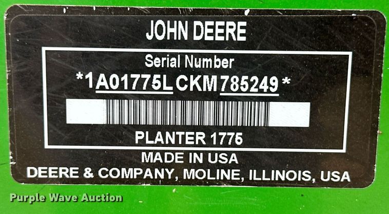 image for item ER8827 2019 John Deere 1775 NT no-till planter