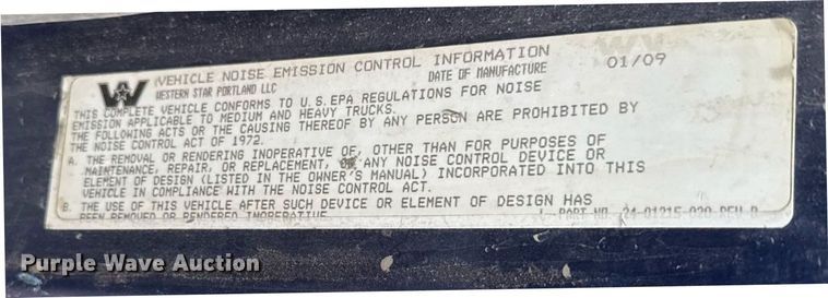 image for item ER8832 2009 Western Star 4900EX semi truck