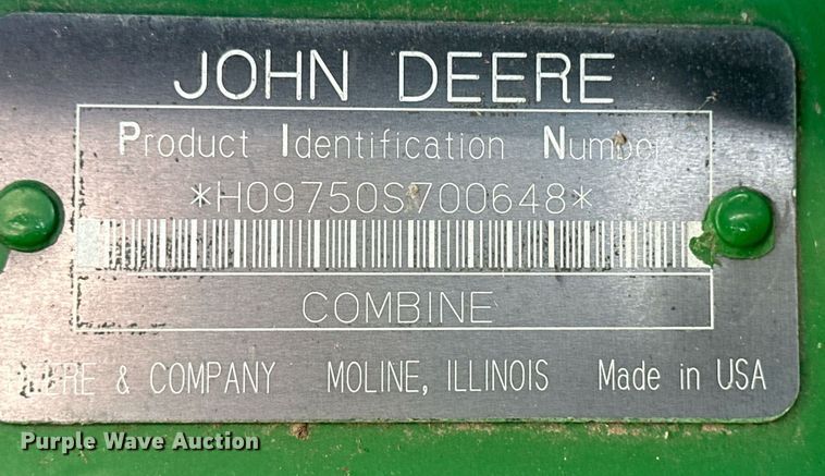 image for item ER8919 2003 John Deere 9750 STS combine