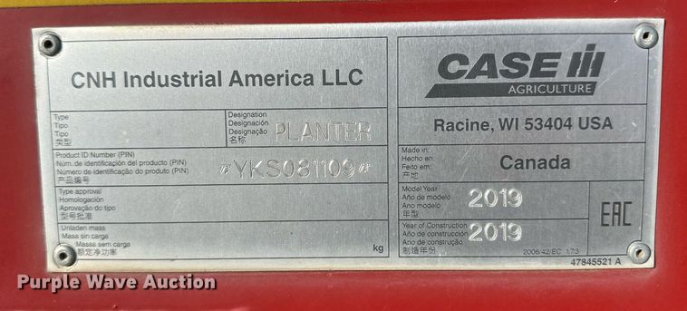 image for item NN9663 2019 Case IH 500 Precision Disk air seeder