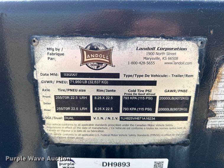 image for item DH9893 2007 Landoll lowboy equipment trailer