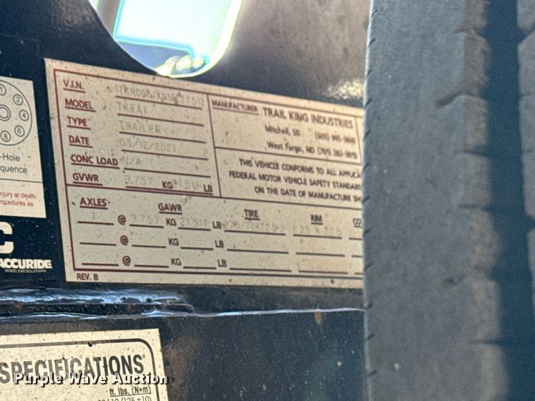 image for item DS3636 2021 Trail King TK110HDG lowboy equipment trailer