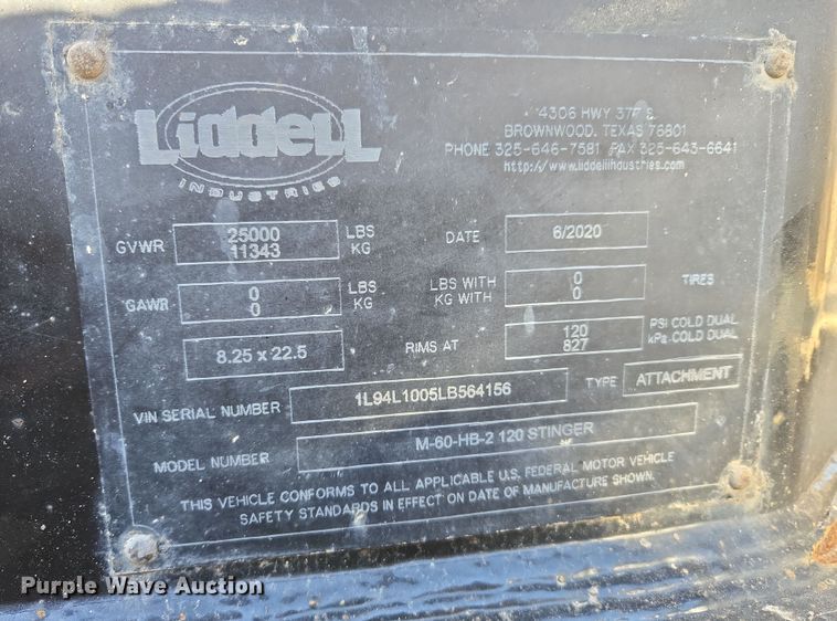 image for item DS3643 2020 Liddell M-60-F 120 lowboy equipment trailer