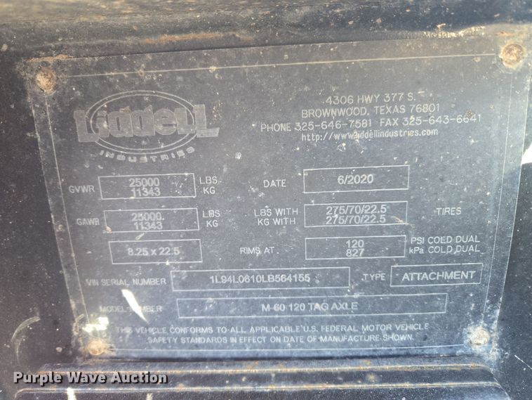 image for item DS3643 2020 Liddell M-60-F 120 lowboy equipment trailer