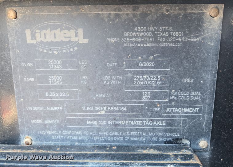 image for item DS3643 2020 Liddell M-60-F 120 lowboy equipment trailer