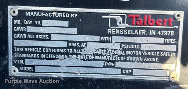 image for item DS3650 1996 Talbert 60T lowboy beam trailer