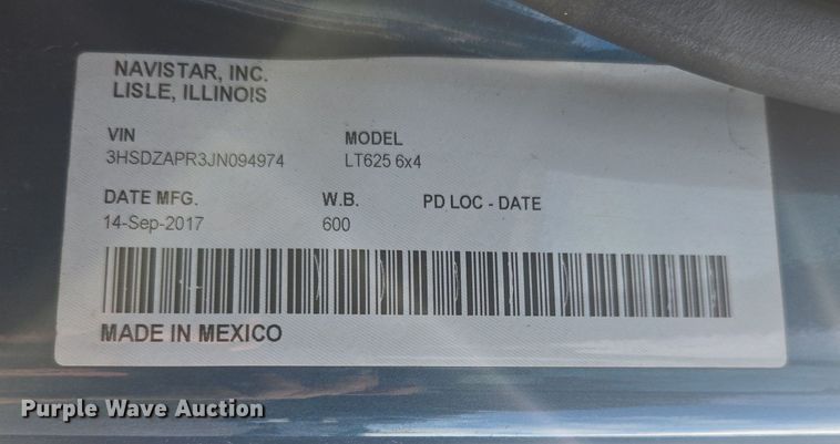 image for item DW1859 2018 International LT625 semi truck