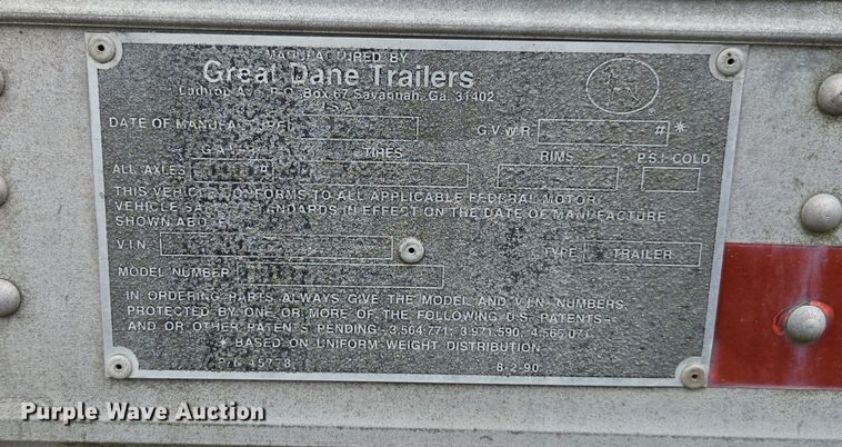 image for item DX1626 1998 Great Dane dry van trailer