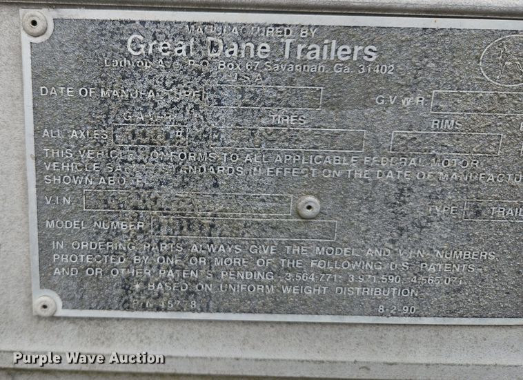 image for item DX1626 1998 Great Dane dry van trailer