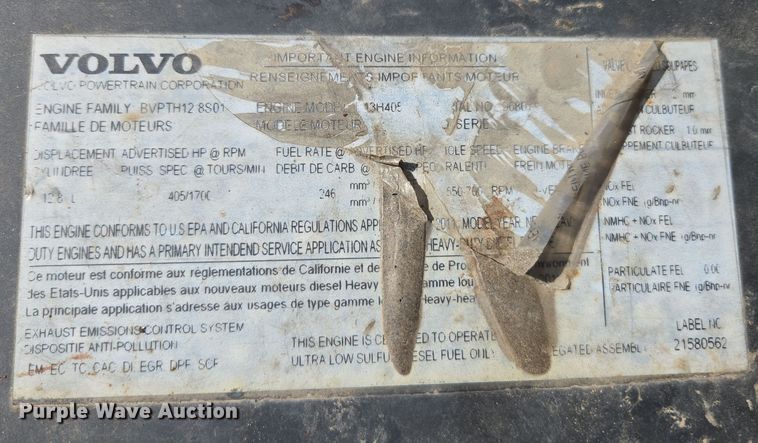 image for item EC0878 2012 Volvo VNL dump truck