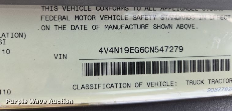 image for item EC0878 2012 Volvo VNL dump truck