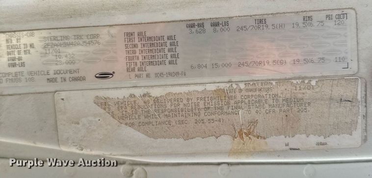 image for item EC3504 2002 Sterling Acterra utility / service truck