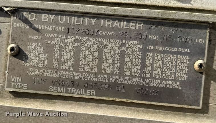 image for item EC3509 2008 Utility dry van trailer