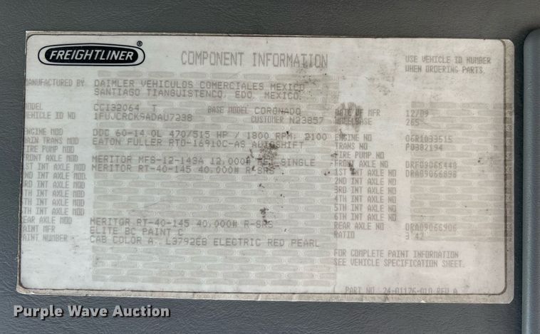 image for item ED2481 2010 Freightliner Coronado semi truck