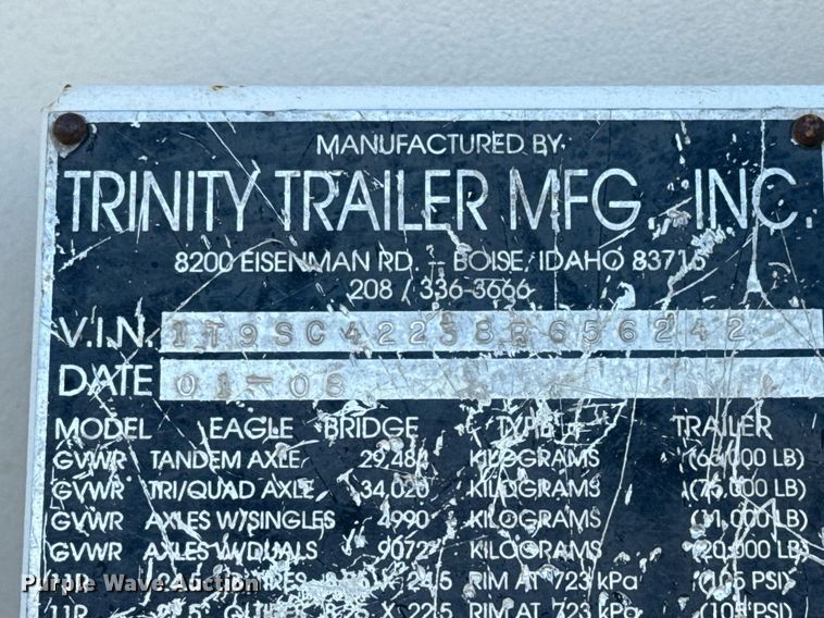 image for item ED5557 2008 Trinity Eagle Bridge live bottom trailer
