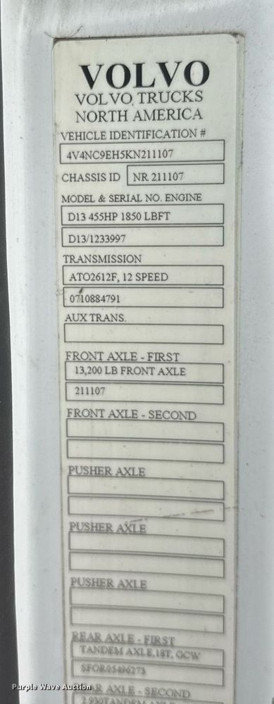 image for item EG6283 2019 Volvo VN semi truck