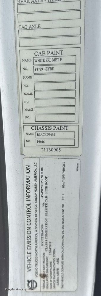 image for item EG6283 2019 Volvo VN semi truck