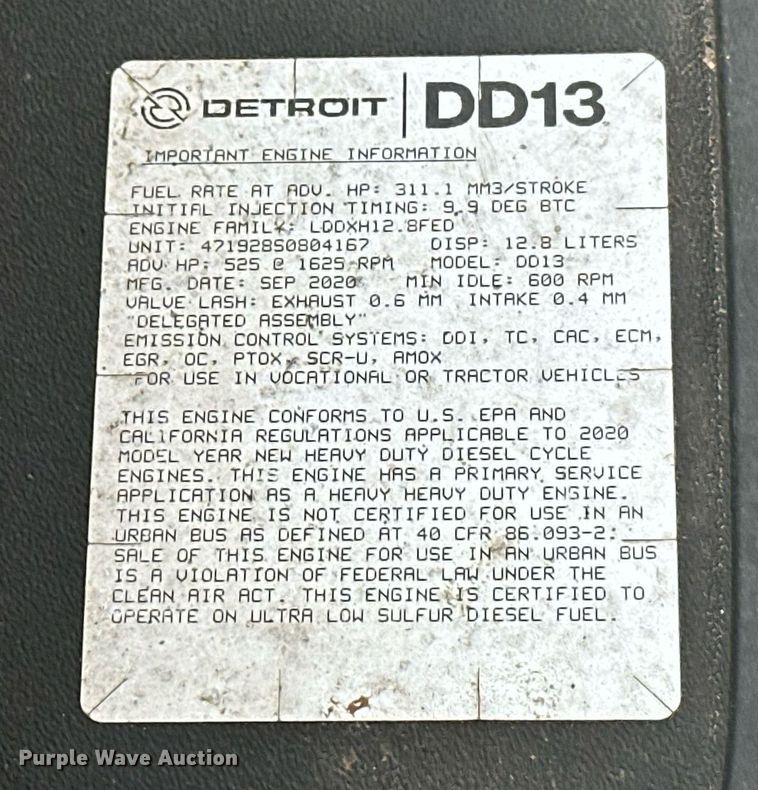 image for item EJ8480 2021 Freightliner Cascadia 126 semi truck