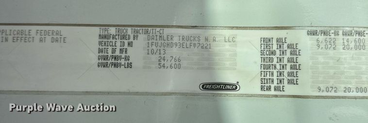 image for item EK0520 2014 Freightliner Cascadia semi truck