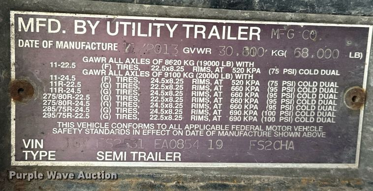 image for item EK0525 2014 Utility Trailers FS2CHA flatbed trailer