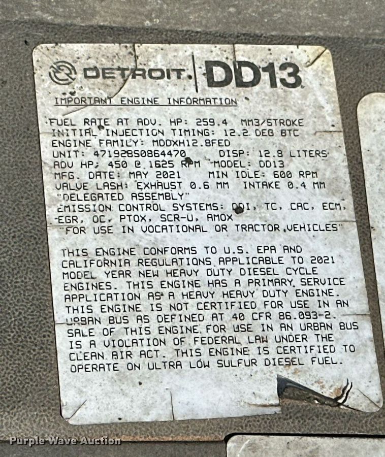 image for item EK0569 2022 Freightliner Cascadia 126 semi truck