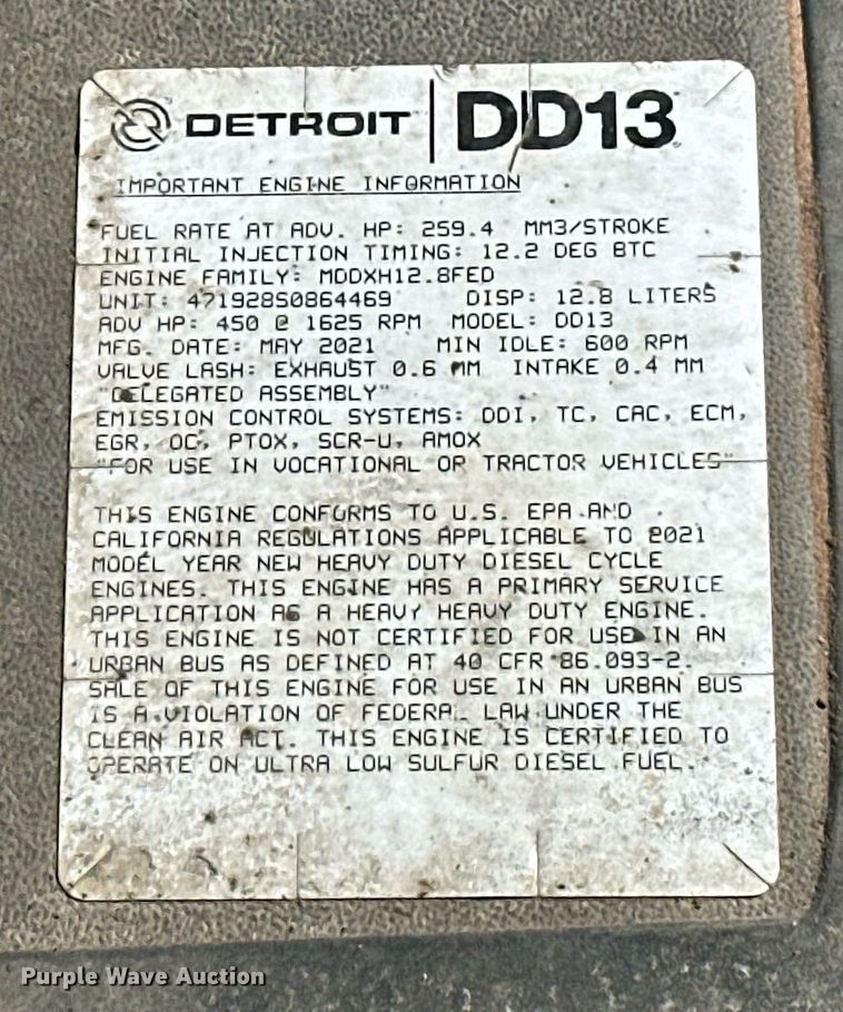 image for item EK0571 2022 Freightliner Cascadia 126 semi truck