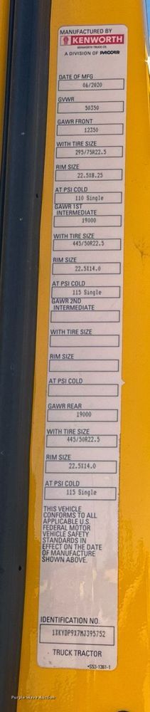 image for item EK0584 2021 Kenworth T680 semi truck