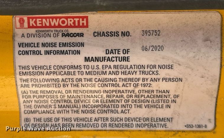 image for item EK0584 2021 Kenworth T680 semi truck