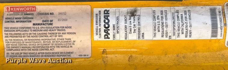 image for item EK0589 2021 Kenworth T680 semi truck