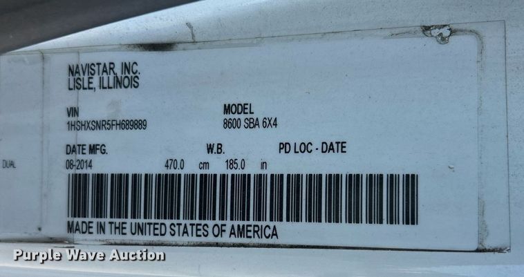 image for item EK2732 2015 International 8600 SBA semi truck