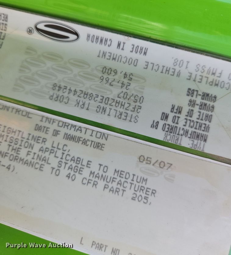 image for item EN8818 2008 Sterling L-Line flatbed truck