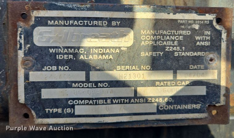 image for item EQ6848 2005 Mack Granite CV713 roll-off container truck