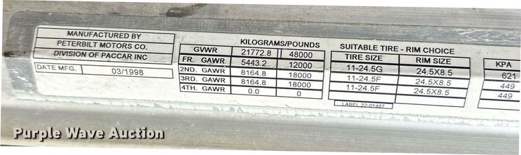 image for item ER1054 1998 Peterbilt 379 semi truck