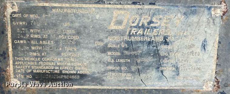 image for item ER1060 1987 Dorsey 26-DST end dump trailer