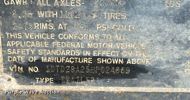 image for item ER1060 1987 Dorsey 26-DST end dump trailer