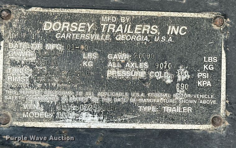 image for item ER8906 2000 Dorsey DGTC-48 flatbed trailer