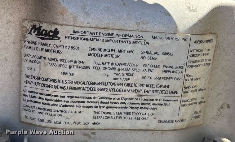 image for item OB9518 2013 Mack CHU613 semi truck