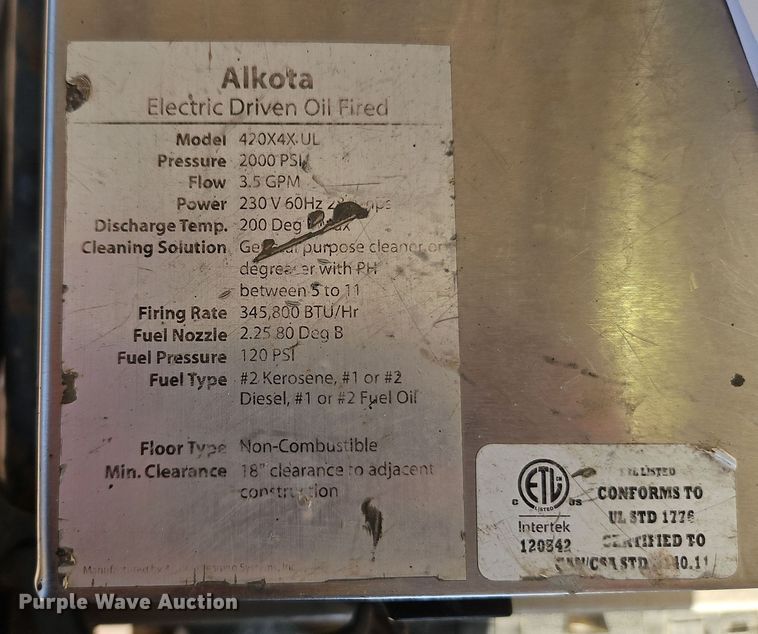 image for item DT7646 Alkota 420X4XUL hot pressure washer