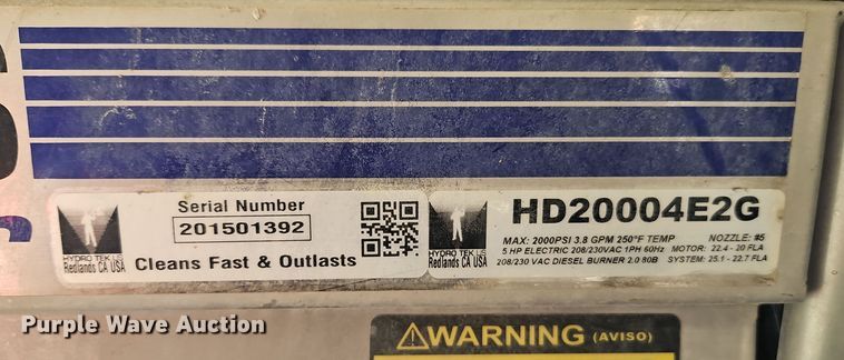 image for item DT7647 Hydrogen Tek HD20004E2G hot pressure washer