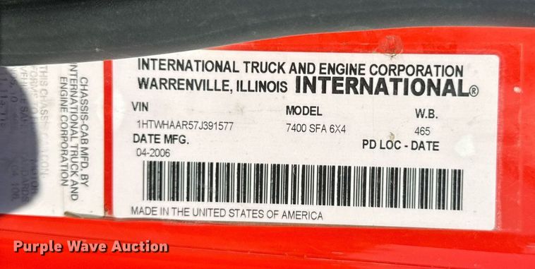 image for item ED4015 2007 International 7400 dump truck